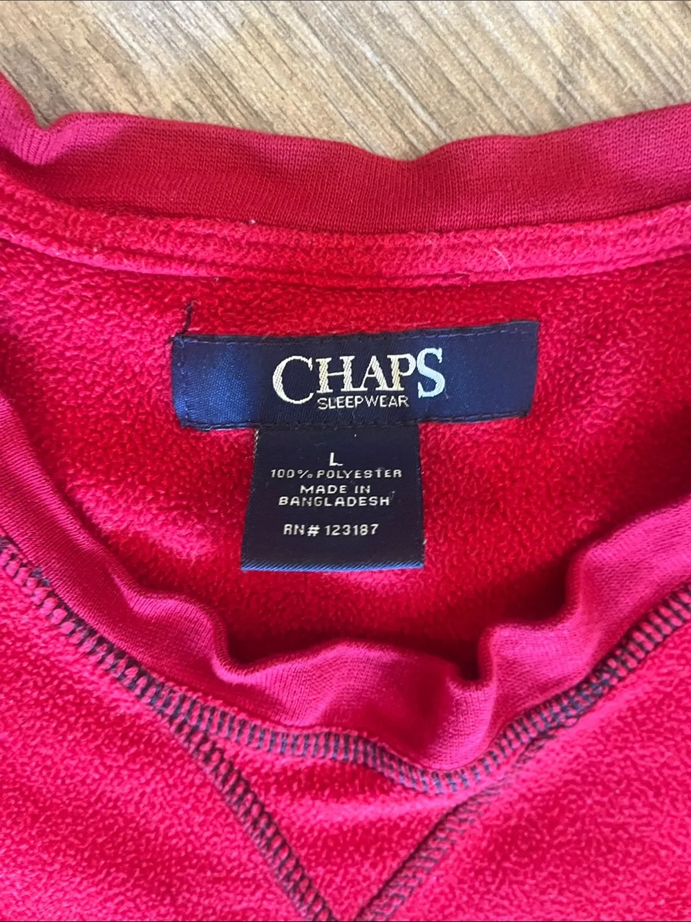 Chaps Men's Red Crewneck Sweater with Contrast Stitching